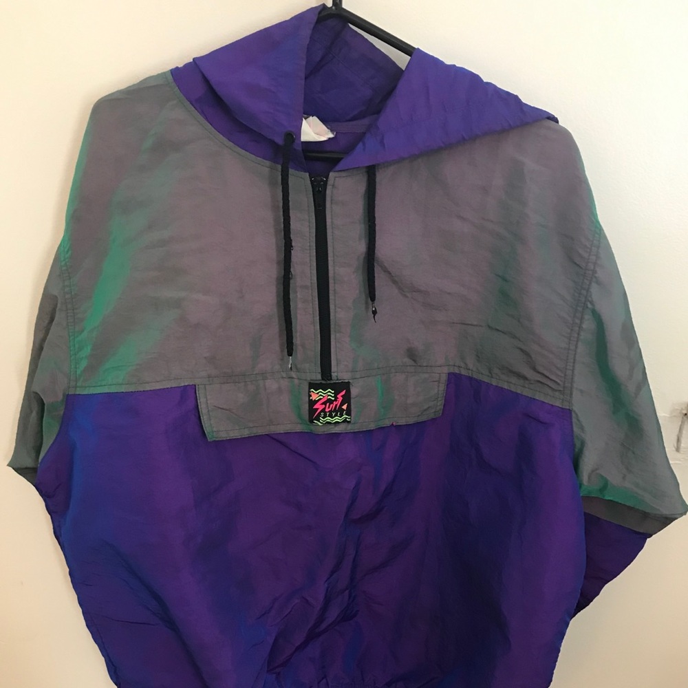 Vintage surf style windbreaker - Purple/Iridescent